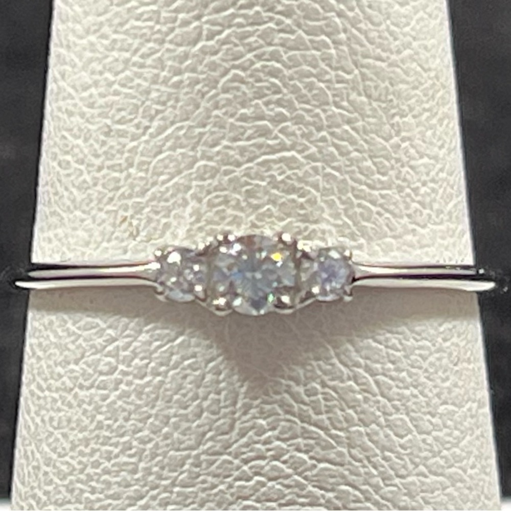 Graduated Moissanite Sterling Silver Ring